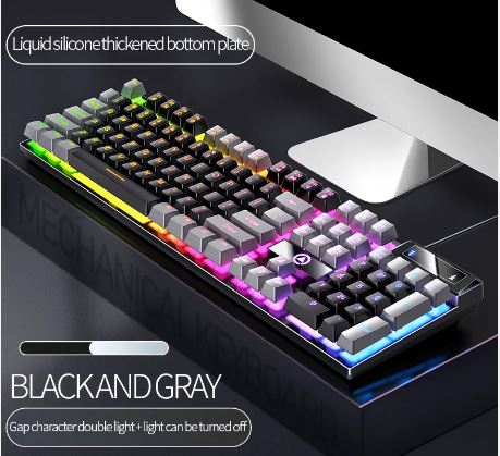 LED hybrid Backlit Keyboard 104key Water Resistant Black/ White/ Blue/ Pink/ Purple / Mixed colours