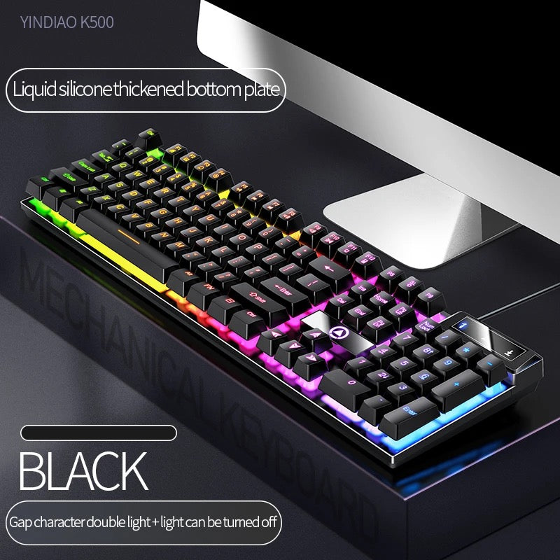 LED hybrid Backlit Keyboard 104key Water Resistant Black/ White/ Blue/ Pink/ Purple / Mixed colours