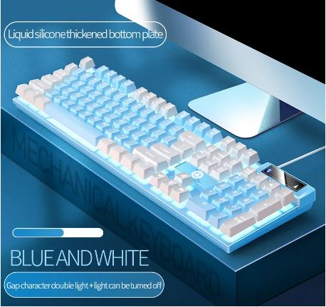 LED hybrid Backlit Keyboard 104key Water Resistant Black/ White/ Blue/ Pink/ Purple / Mixed colours